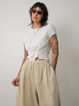 1950's White Eyelet Peplum Blouse