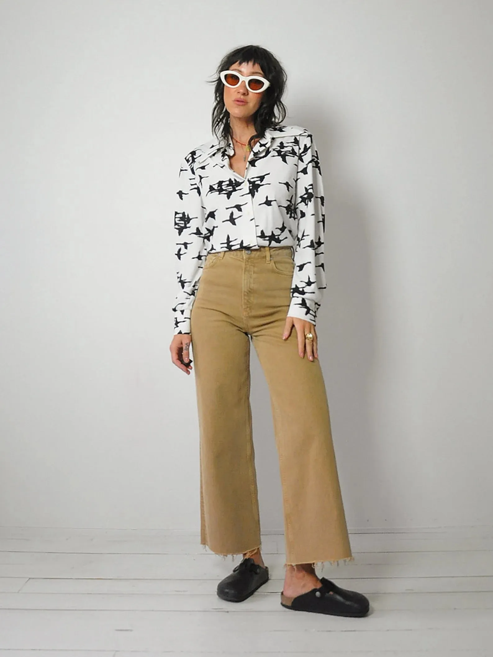 1970's Flying Crane Blouse