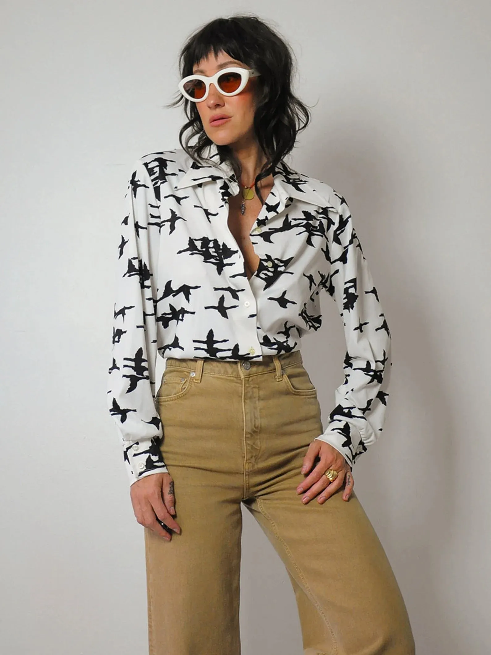 1970's Flying Crane Blouse