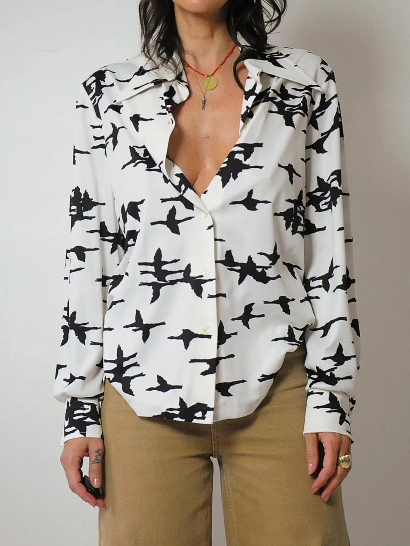 1970's Flying Crane Blouse