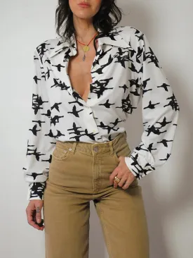 1970's Flying Crane Blouse