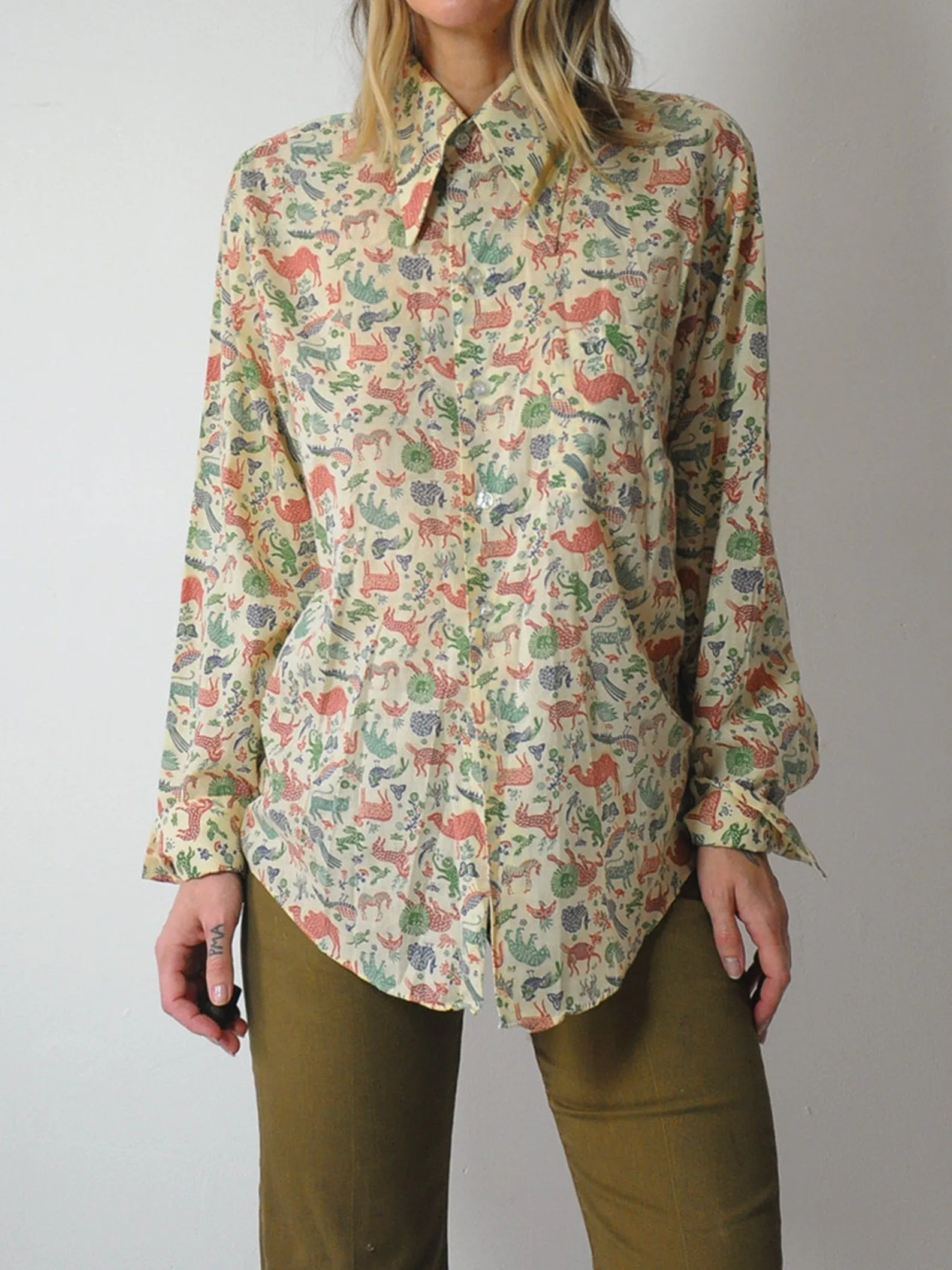1970's Folk Animal Print Shirt
