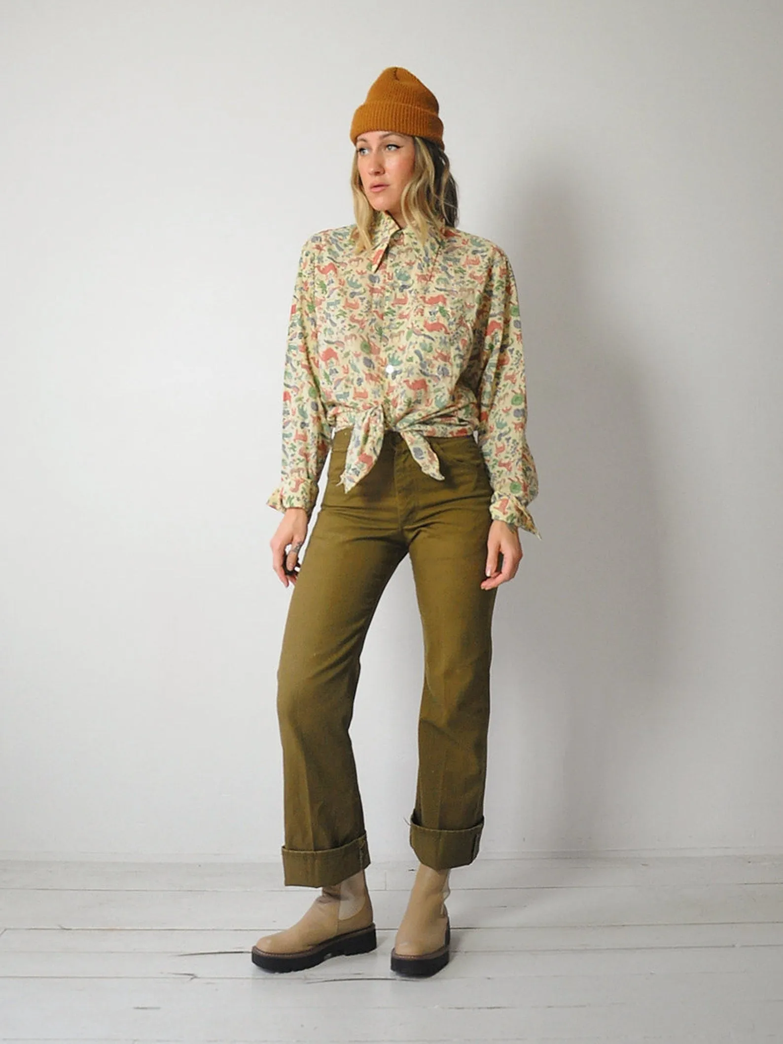 1970's Folk Animal Print Shirt