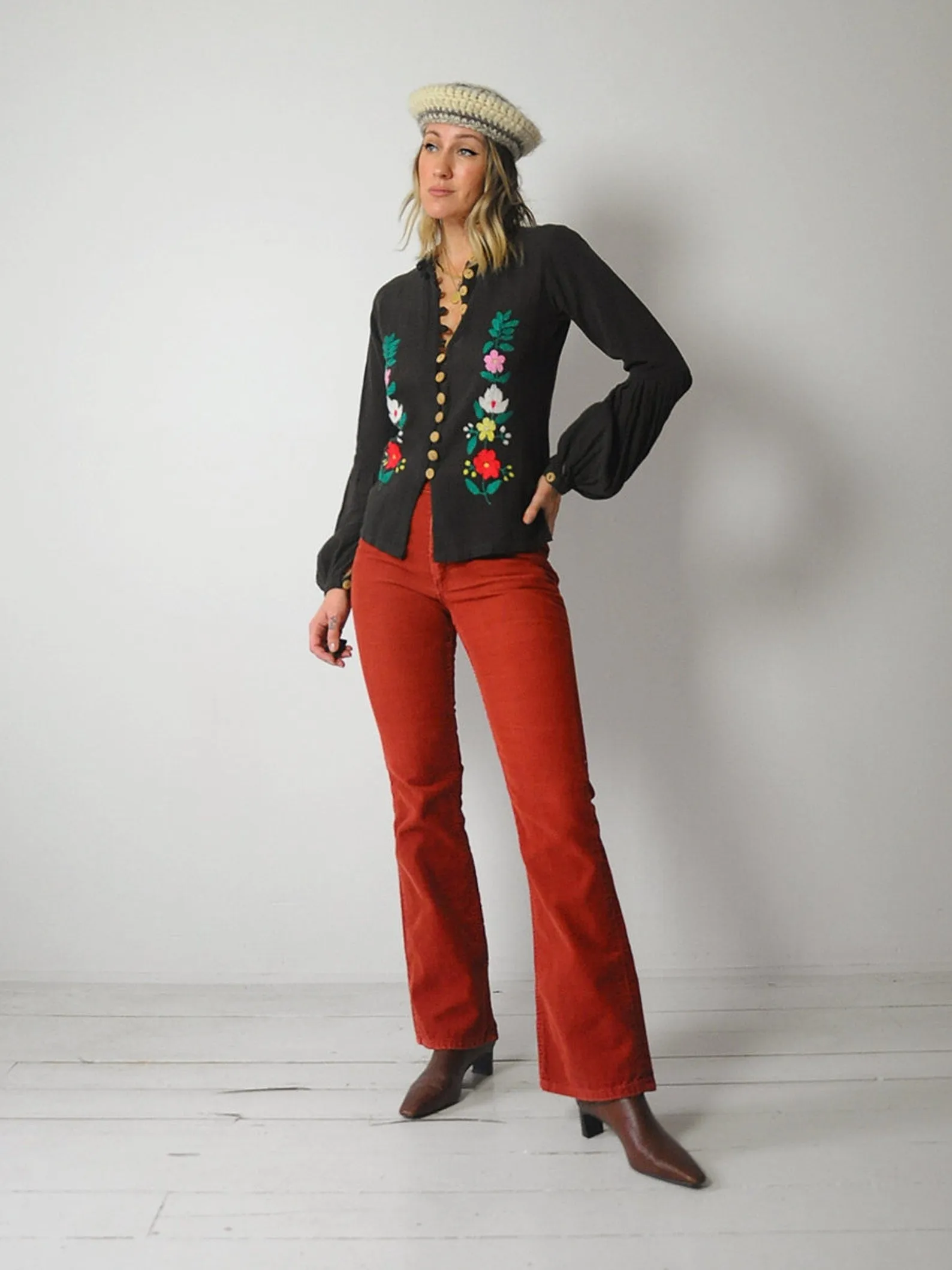 1970's India Gauze Floral Blouse