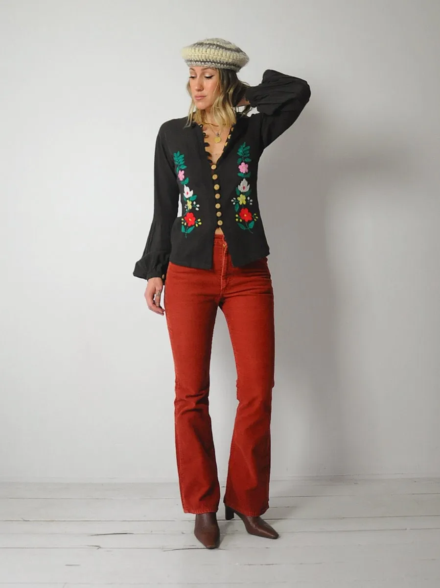 1970's India Gauze Floral Blouse