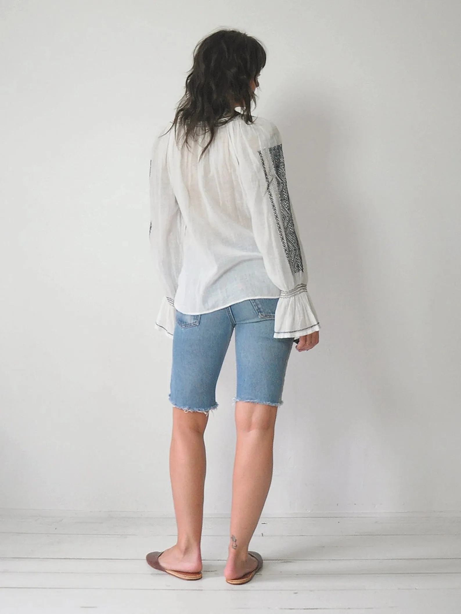 1970's Muslin Embroidered Blouse
