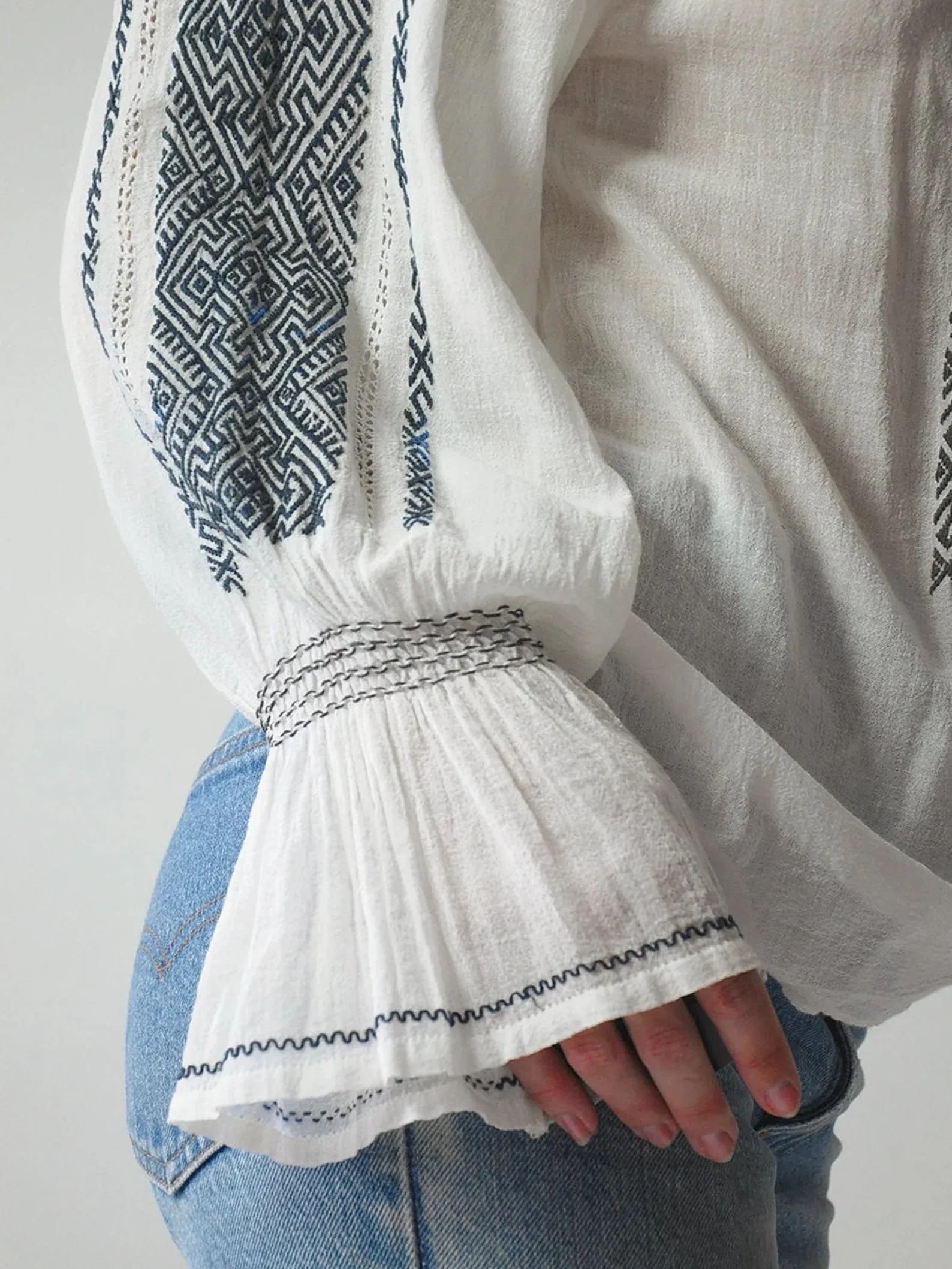 1970's Muslin Embroidered Blouse