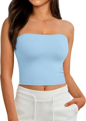 AUTOMET Tube Tops Strapless Crop Tops Basic Backless Sleeveless Bandeau Going Out Cute 2025 Summer Clothes