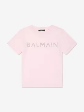 Balmain Boys Logo T-Shirt in Pink