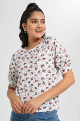 Beige Floral Blouse