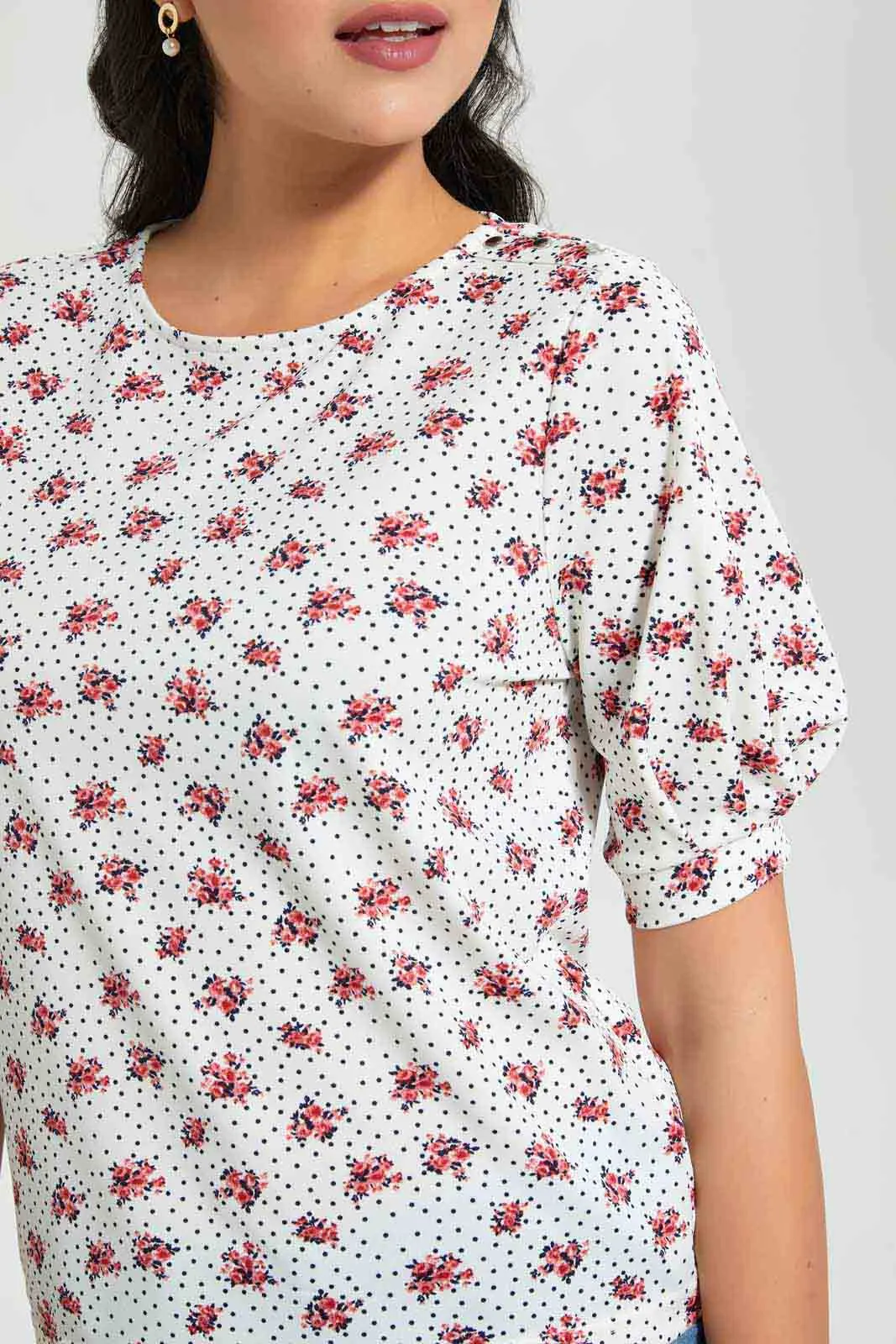 Beige Floral Blouse