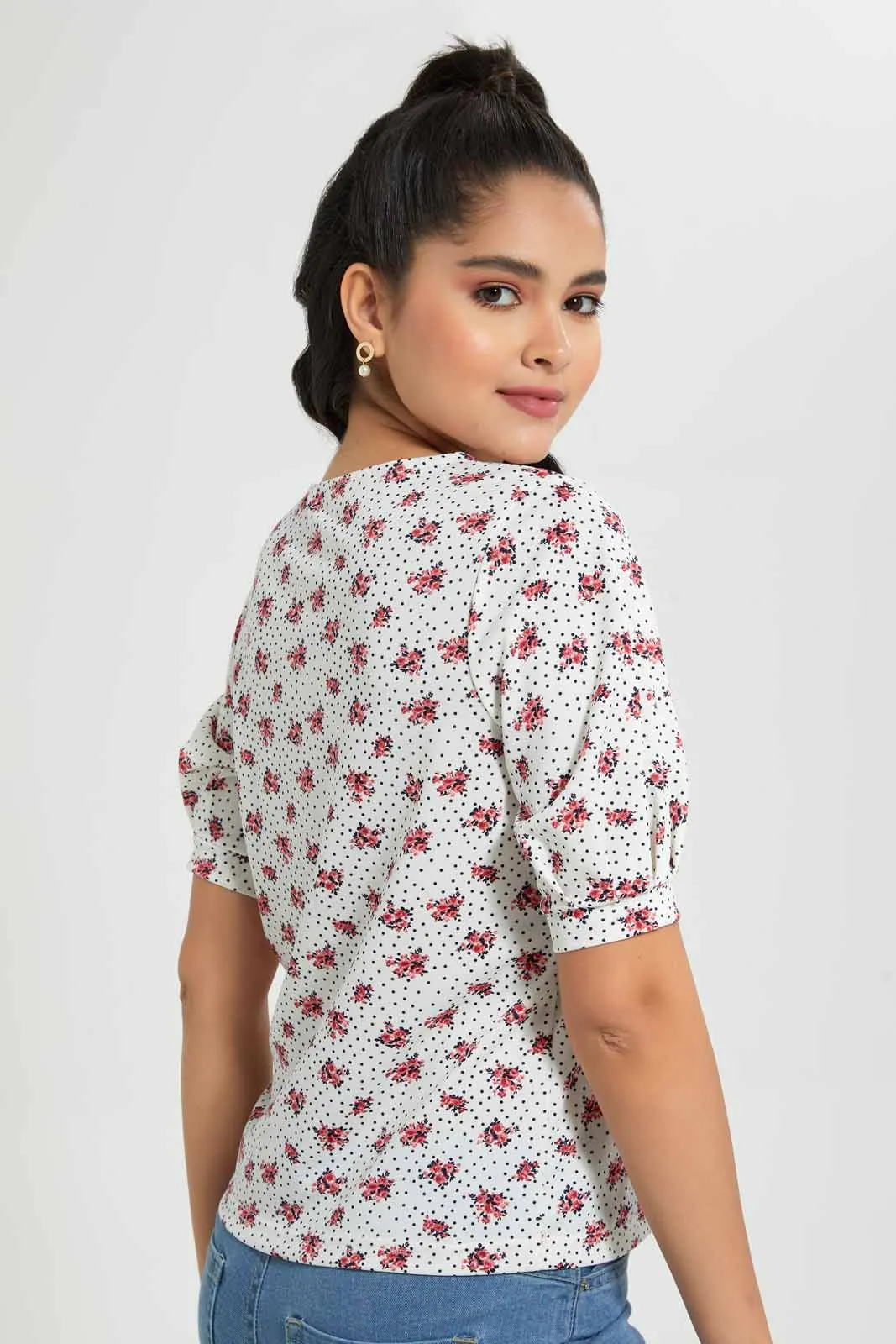 Beige Floral Blouse