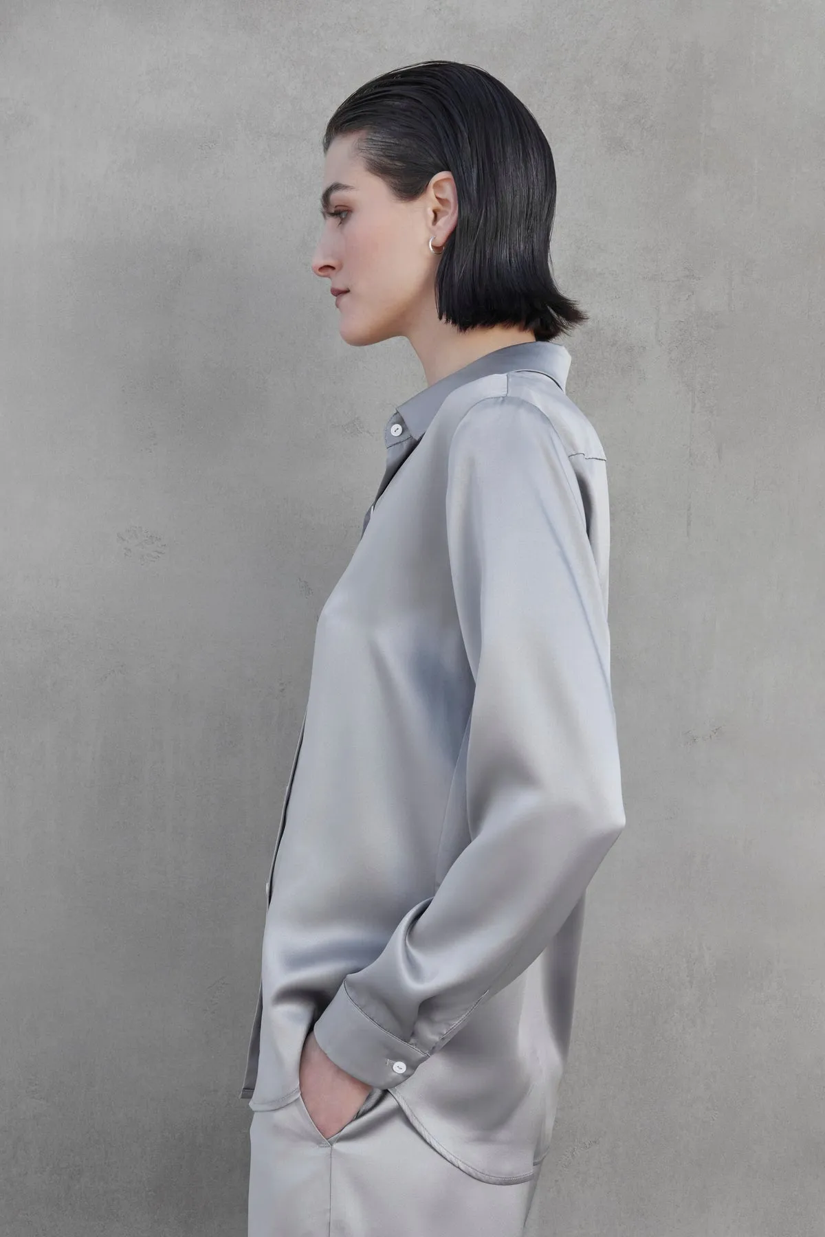 CALABASAS SILK CHARMEUSE BLOUSE