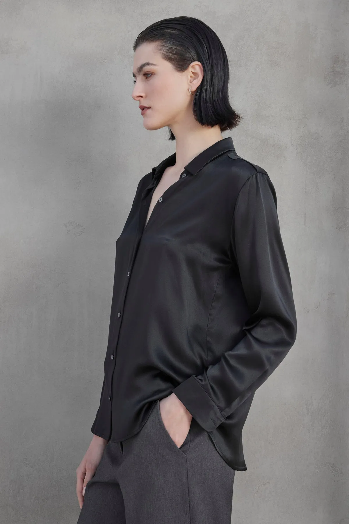 CALABASAS SILK CHARMEUSE BLOUSE