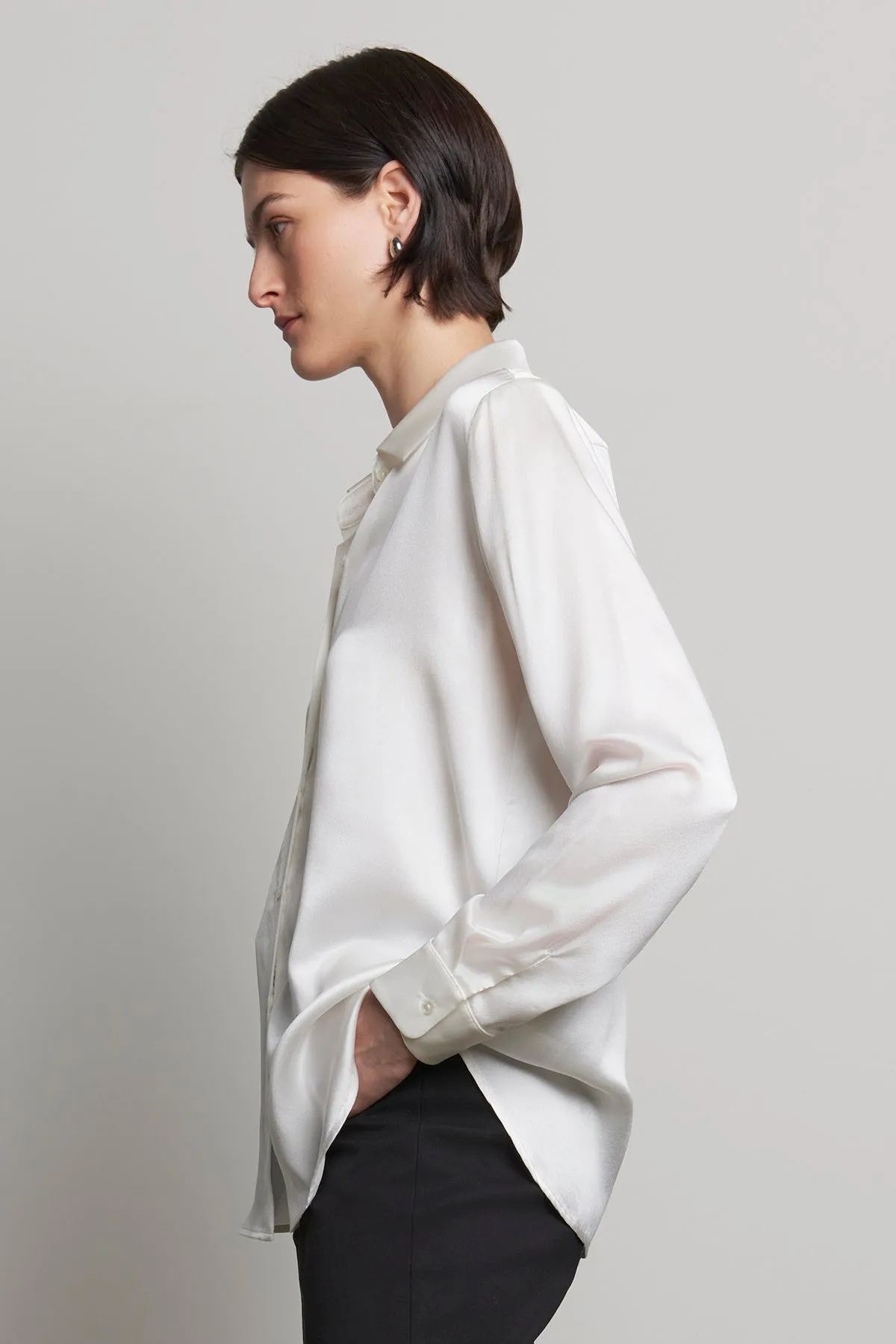 CALABASAS SILK CHARMEUSE BLOUSE
