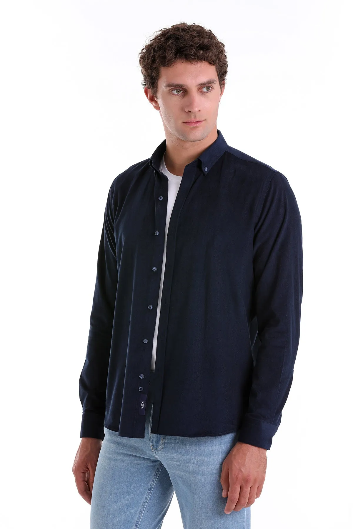 Comfort Fit 100% Cotton Navy Casual Shirt