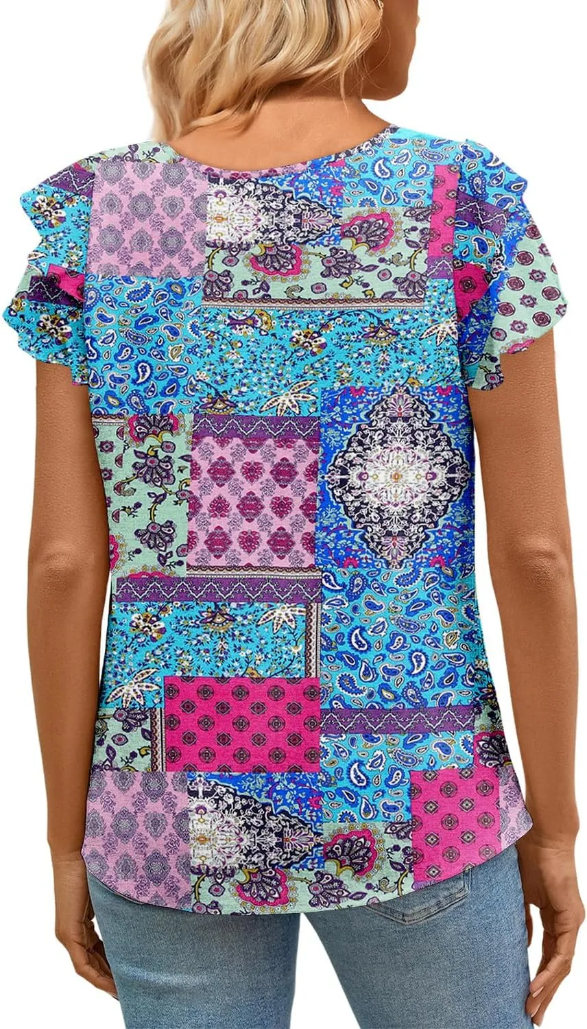 CRAZY GRID Women Trendy Summer Tops Casual Short Sleeve Shirts Loose Fit Work Blouses