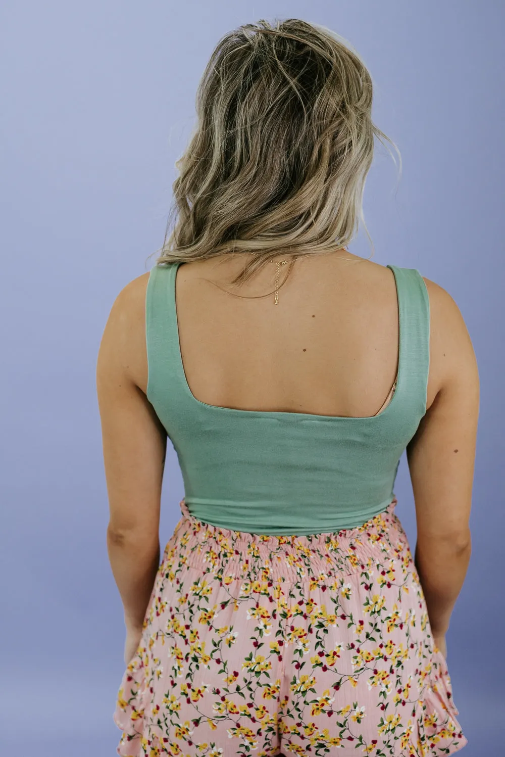 Double Layered Reg Length Tank, desert sage