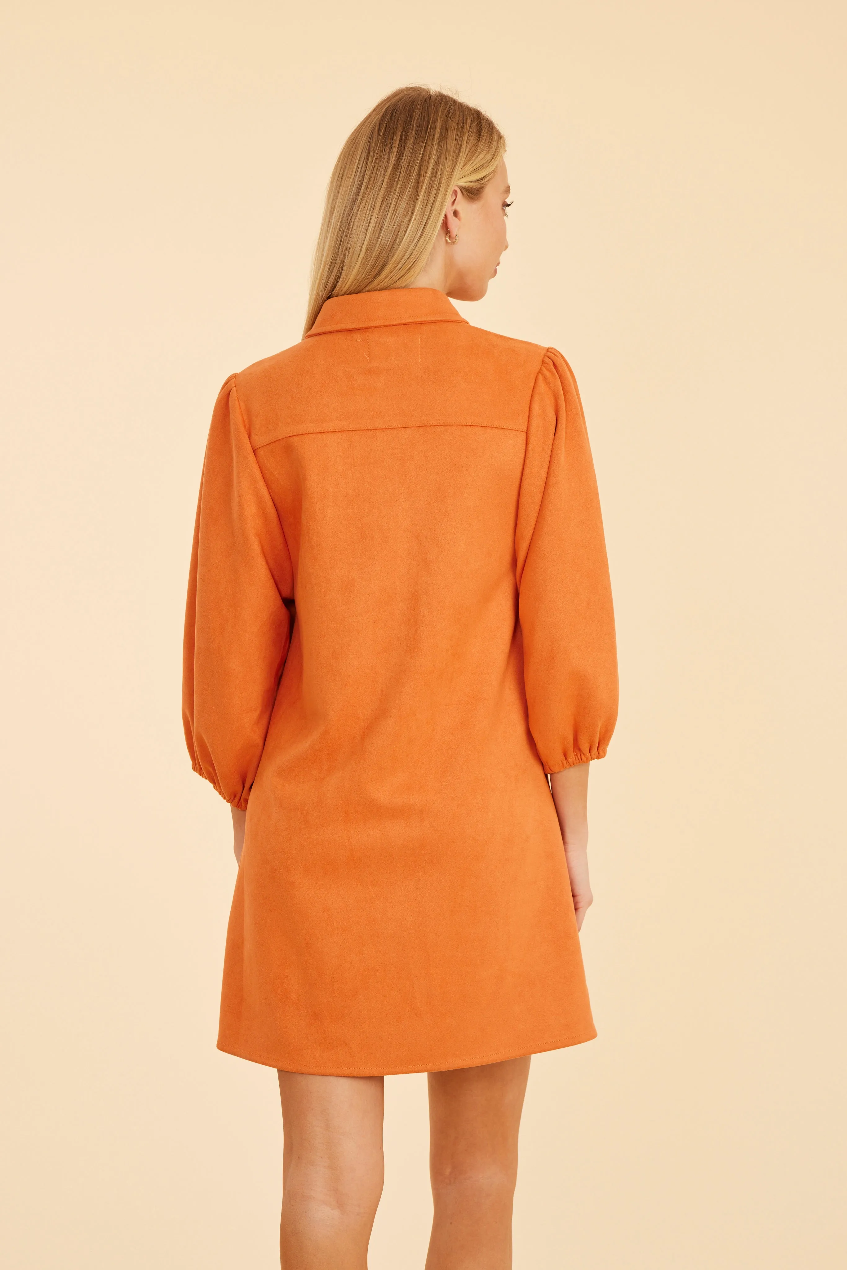 FW'24 Faux Suede Puff Sleeve Dress