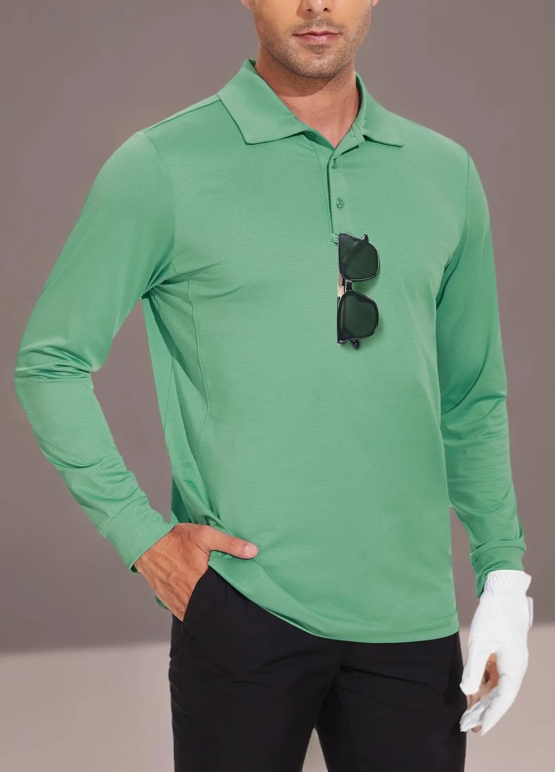 JWM Men's Long Sleeve Golf Polo Shirts - Athletic Casual Travel Performance Collar Shirts Lightweight Quick Dry UPF50