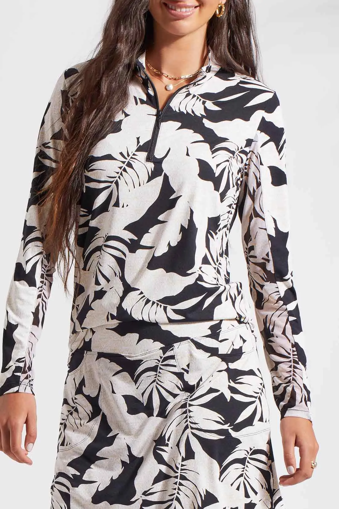 Long Sleeve Mock Neck Top with Side Slits