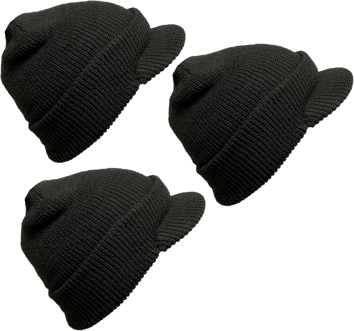 M MCGUIRE GEAR Genuine G.I. Winter Beanie Cap with Visor, 100% Wool Fitted Cap, Made in USA