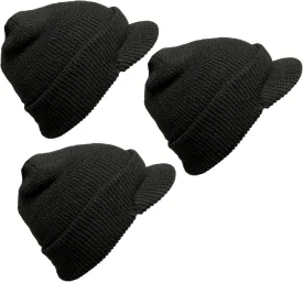 M MCGUIRE GEAR Genuine G.I. Winter Beanie Cap with Visor, 100% Wool Fitted Cap, Made in USA