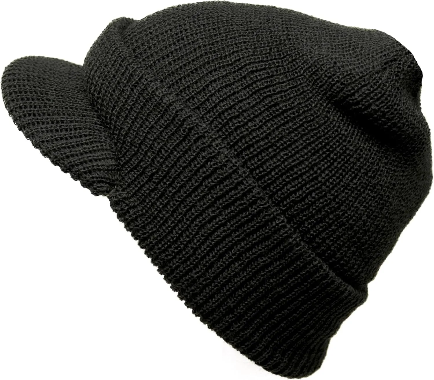 M MCGUIRE GEAR Genuine G.I. Winter Beanie Cap with Visor, 100% Wool Fitted Cap, Made in USA