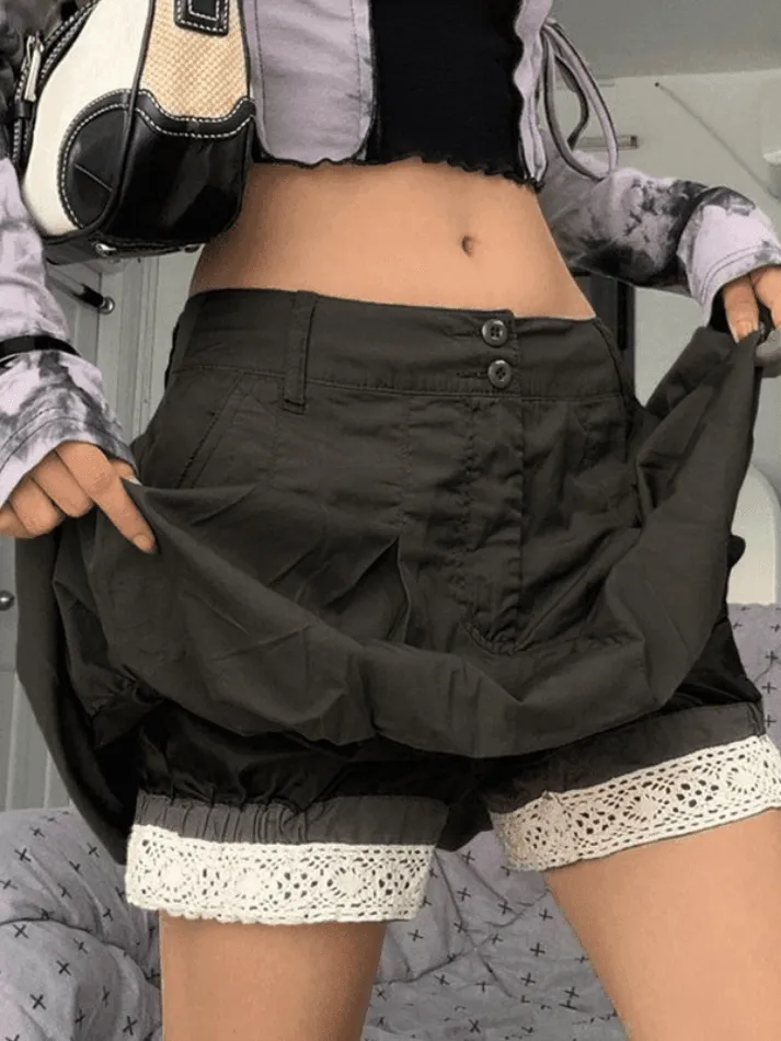 Pleat Cargo Wrap Hip Mini Skirt