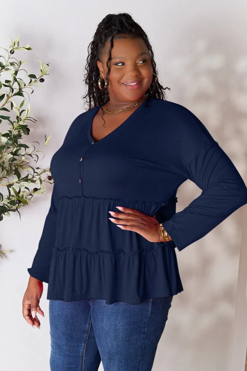 Ruffle Radiance Long Sleeve Blouse