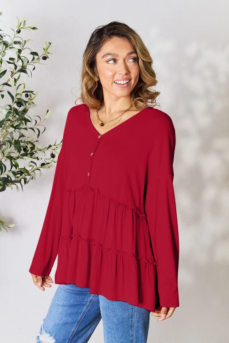 Ruffle Radiance Long Sleeve Blouse