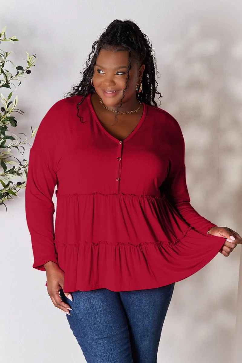 Ruffle Radiance Long Sleeve Blouse