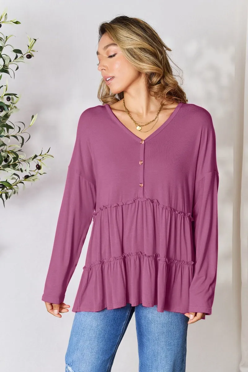 Ruffle Radiance Long Sleeve Blouse