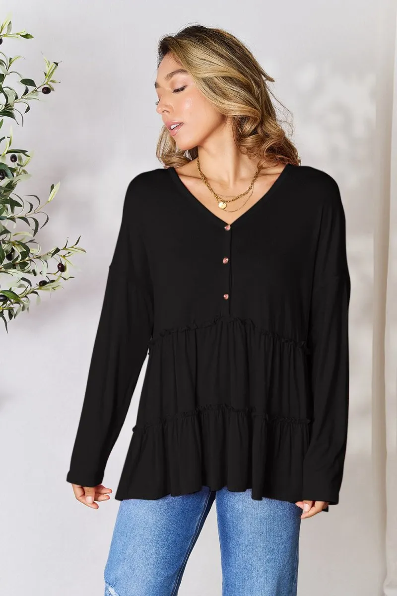 Ruffle Radiance Long Sleeve Blouse