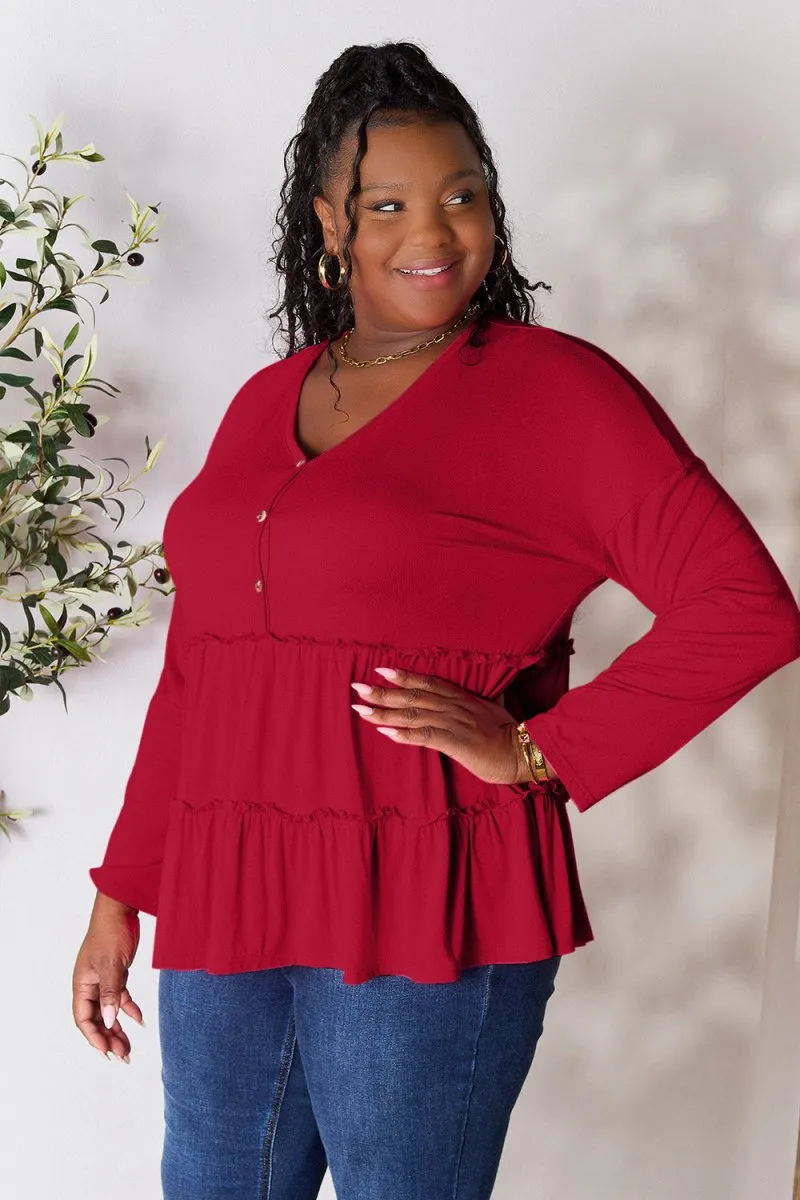 Ruffle Radiance Long Sleeve Blouse