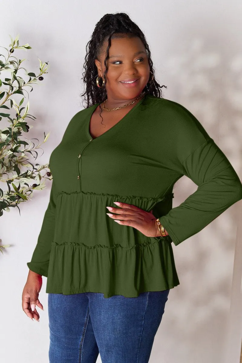 Ruffle Radiance Long Sleeve Blouse