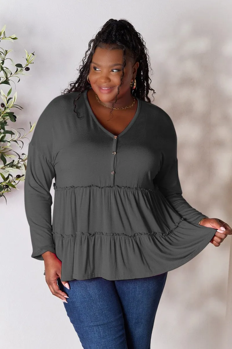 Ruffle Radiance Long Sleeve Blouse