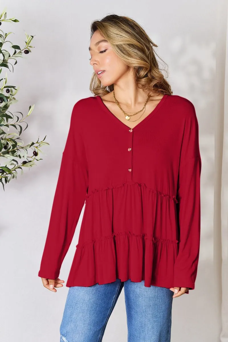 Ruffle Radiance Long Sleeve Blouse
