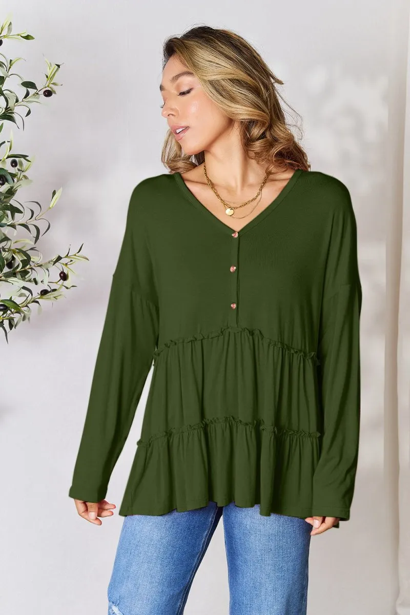 Ruffle Radiance Long Sleeve Blouse