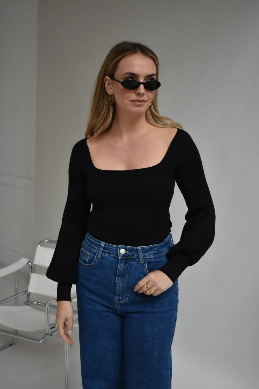 Square basic top - Zwart