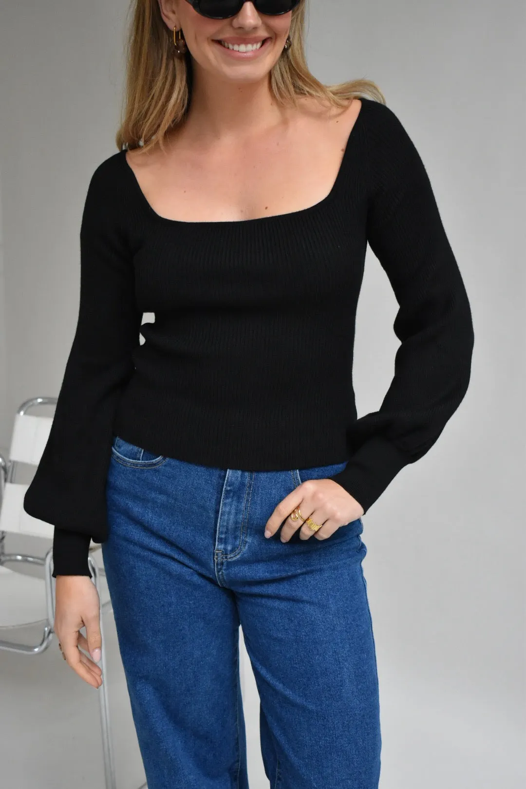 Square basic top - Zwart