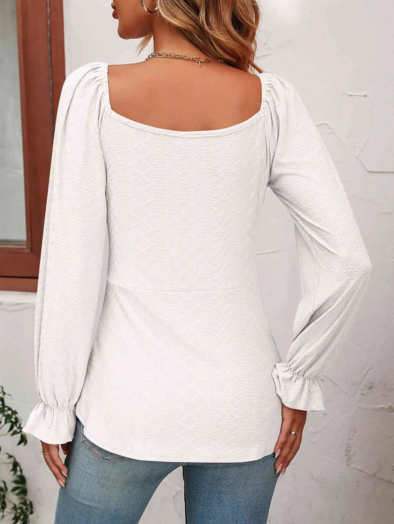 Tie Front Puff Sleeve Blouse