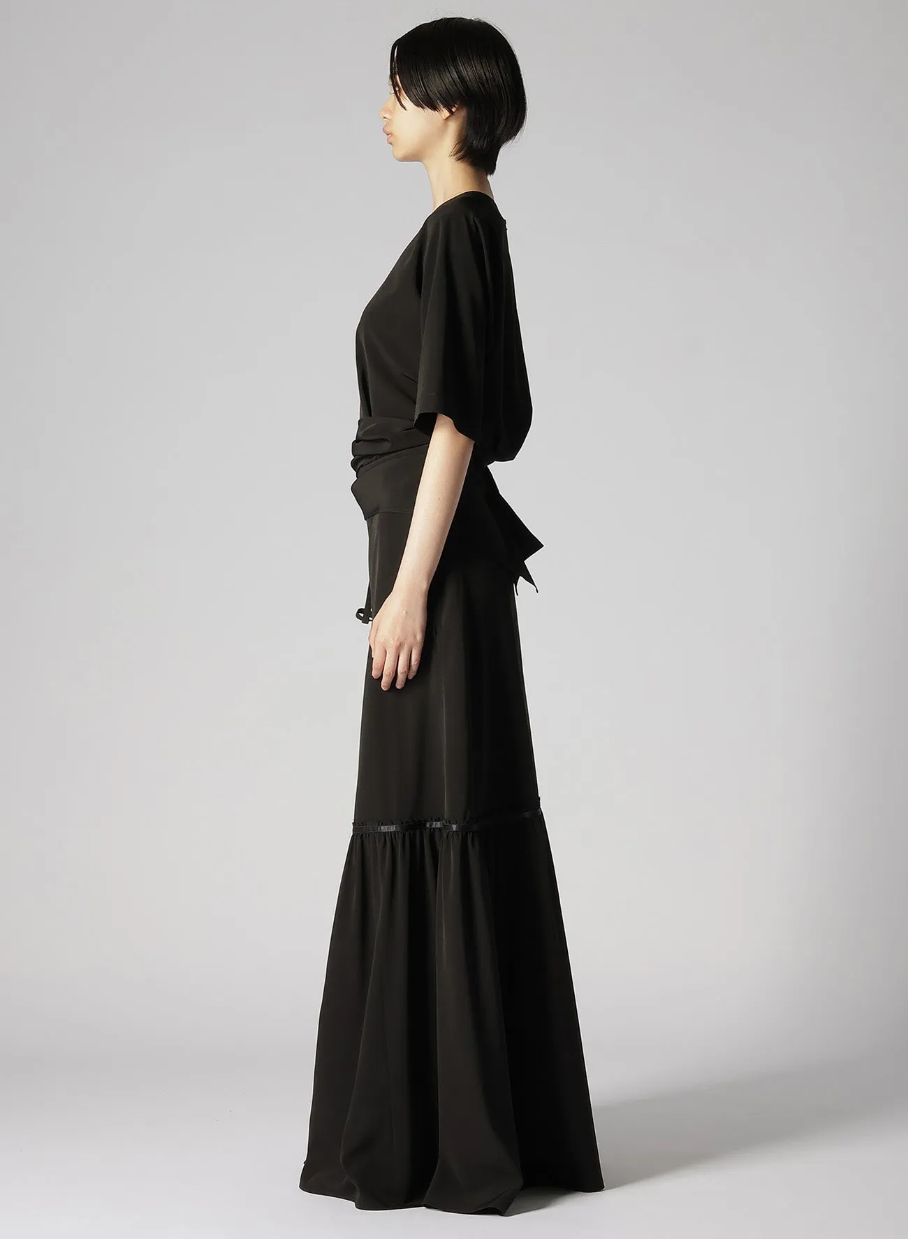 TRIACETATE/POLYESTER WAIST WRAP BLOUSE