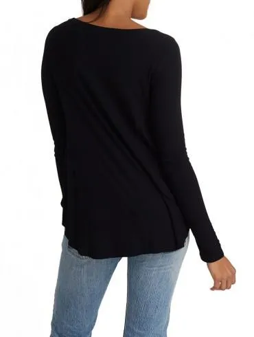 White   Warren - Flounce Open Crewneck Black