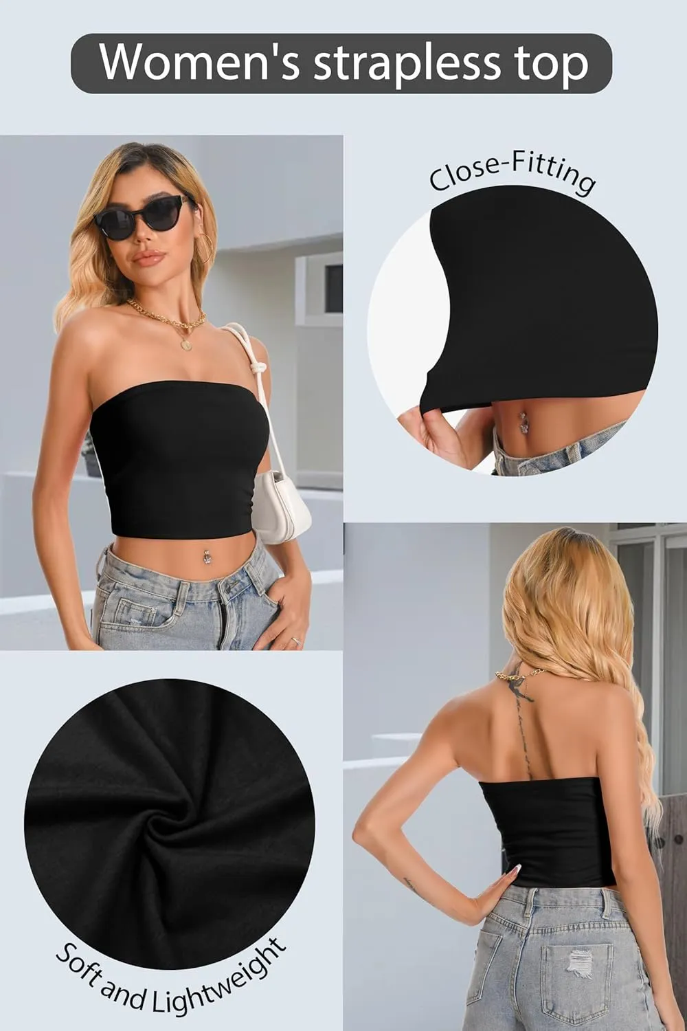 Women Tube Tops Strapless Shirt Summer Outfits Bandeau Basic Crop Top Y2k Going Out
