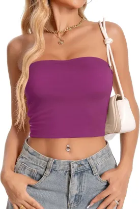 Women Tube Tops Strapless Shirt Summer Outfits Bandeau Basic Crop Top Y2k Going Out