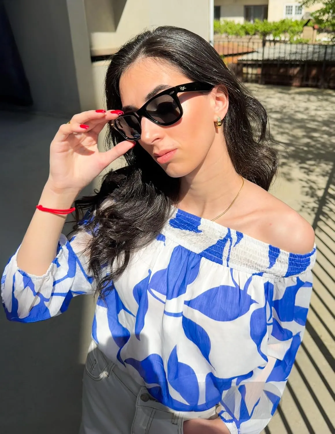 ZESICA Women's Summer Off Shoulder Tops 2025 Floral Chiffon Long Sleeve Loose Dressy Casual Shirts Blouses